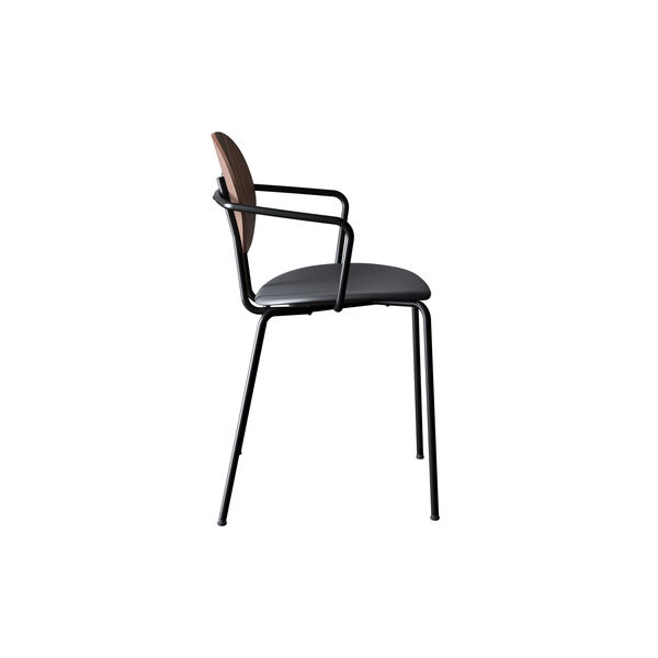 PIET HEIN Chair with Arms, oiled walnut/Solid Black 509 PIET HEIN Chair with Arms, oiled walnut/Solid Black 509, Sibast Furniture