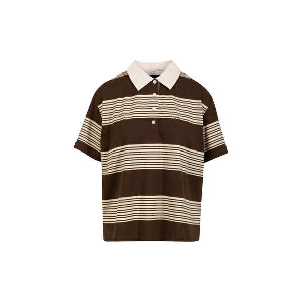 CC Heart RUTH polo shirt sleeved shirt, brown stripe, Coster Copenhagen