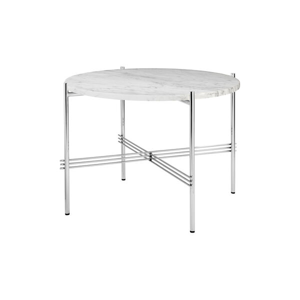TS Coffee Table &Oslash;55, white carrara marble/steel, GUBI