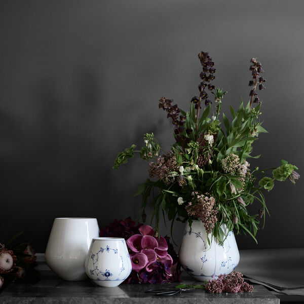 Musselmalet Riflet vase 12 cm, Royal Copenhagen
