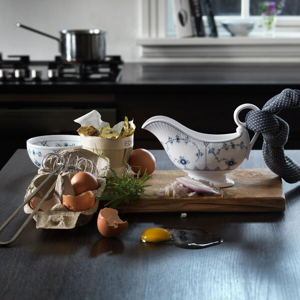 Musselmalet Riflet sauceb&aring;d 37 cl, Royal Copenhagen