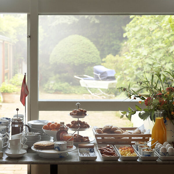 Blå Mega Riflet Rektangulært Fad 24 cm, Royal Copenhagen