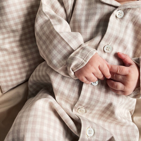 Classic PJ Suit, beige gingham, Lalaby