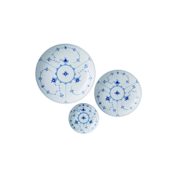 Musselmalet Riflet skålsæt, 3 stk, Royal Copenhagen