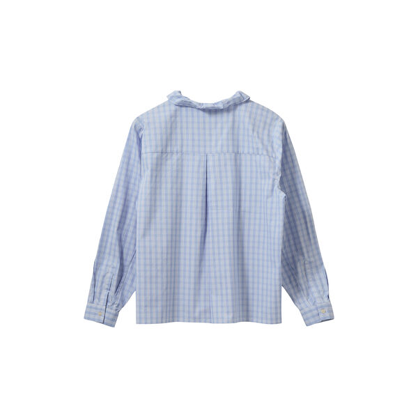 BelleSW Check Frill Placket Shirt, blue, Sofie Schnoor