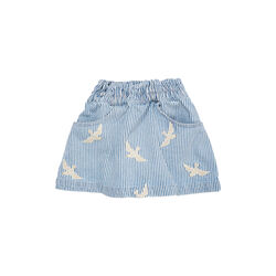 Y/D Twill Skirt w. Embroirdey, denim blue stripe, Copenhagen Colors Organics