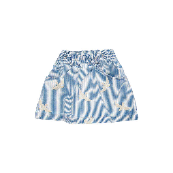 Y/D Twill Skirt w. Embroirdey, denim blue stripe Y/D Twill Skirt w. Embroirdey, denim blue stripe, Copenhagen Colors Organics