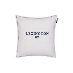 Icons Logo Organic Cotton Velvet Pillow Cover, white/navy, Lexington