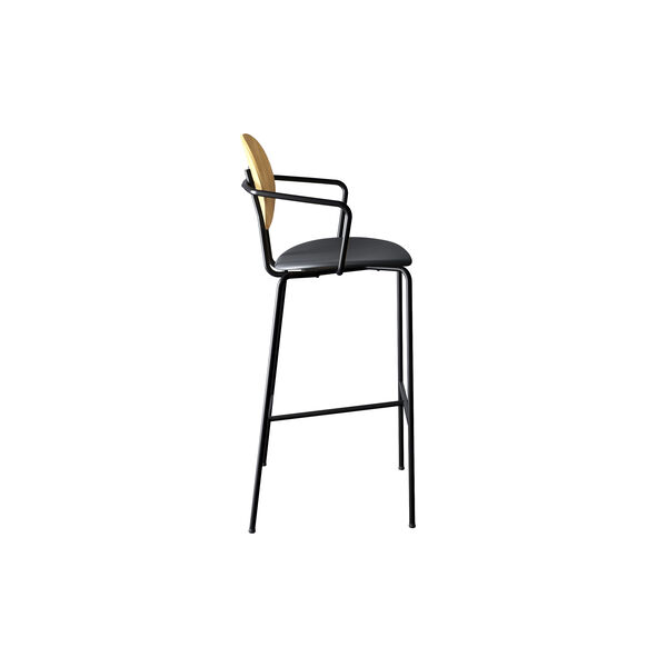 PIET HEIN Bar Chair with Arms, olieret eg/Solid Black 509 PIET HEIN Bar Chair with Arms, olieret eg/Solid Black 509, Sibast Furniture