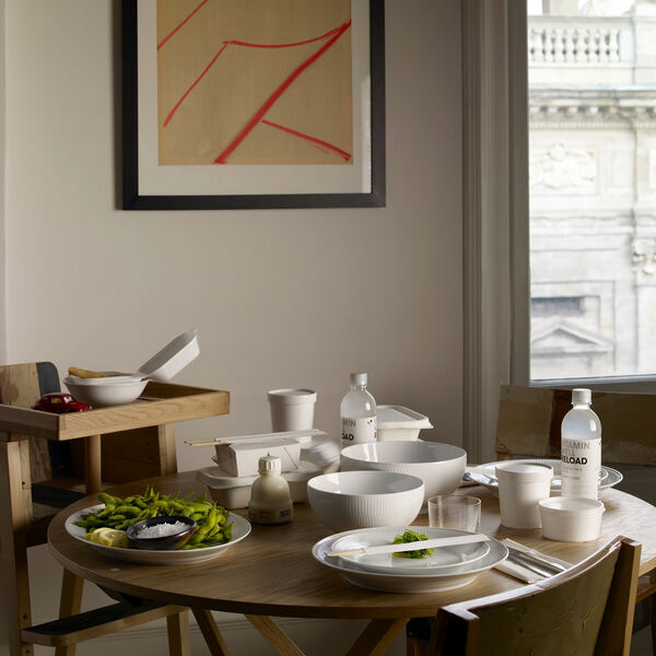 Hvid Riflet fad 35 cm, Royal Copenhagen