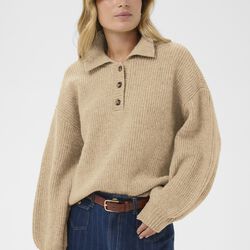 OttolineSZ Polo Pullover, tannin melange, Saint Tropez