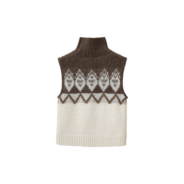 VILDASW HIGH NECK KNIT VEST, off white - brown, Sofie Schnoor