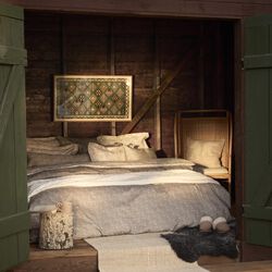 Cotton Sateen Pillowcase, stone/white/beige, Lexington