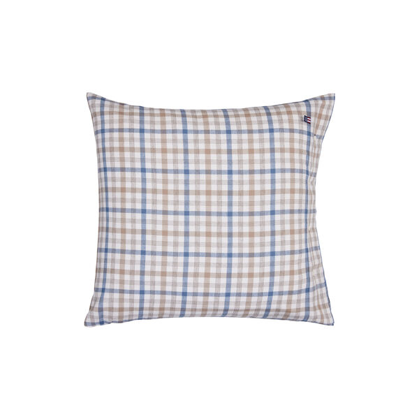 Cotton Flannel Pillowcase, misty blue/beige/white, Lexington