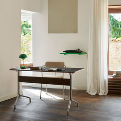 Pavilion Desk AV16, charcoal/walnut/chrome, &Tradition