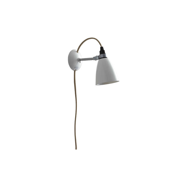 Hector Small Dome Wall Light Plug with Switch & Cable, natural white, Original BTC