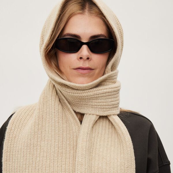 Knitted Scarf Fringes Chamonix, fossil melange, Rethinkit