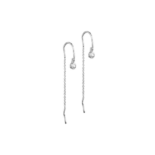 Clara chain ørering m. zirkoner, sølvbelagt Clara chain ørering m. zirkoner, sølvbelagt, Pure by Nat