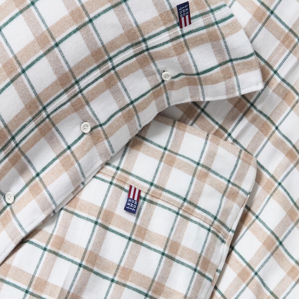 Checked Cotton Flannel Bed Set, green/beige/white, Lexington