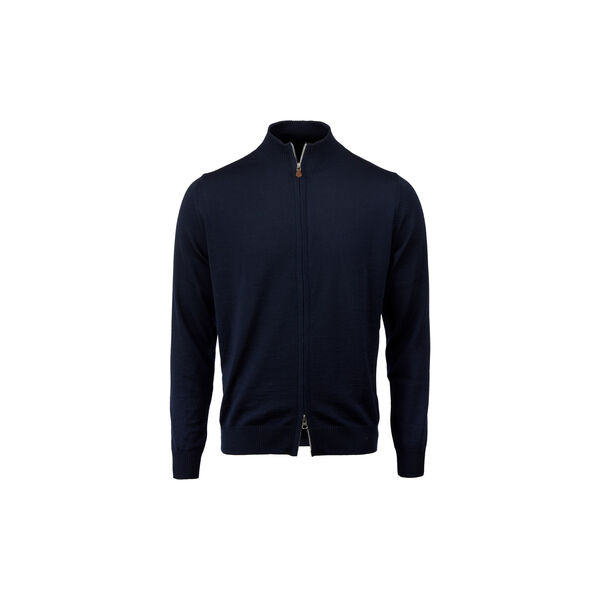 Merino Wool Zip Cardigan, navy, Stenströms