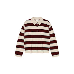 Striped Polo, ecru/cranberry, FUB