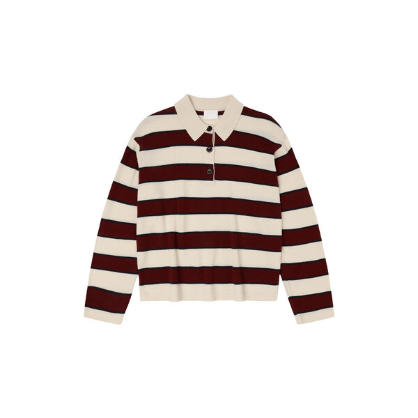 Striped Polo, ecru/cranberry, FUB