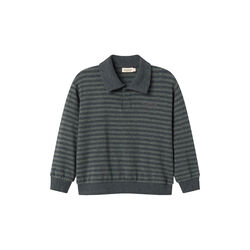 Thanos Polo Sweat, forest stripe mel. Thanos Polo Sweat, forest stripe mel., MarMar Copenhagen