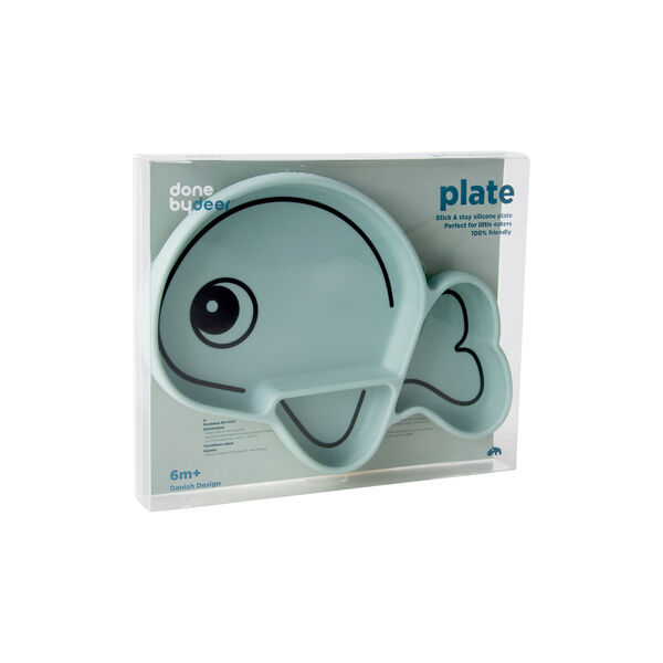 Wally Silikone Stick & Stay tallerken, blå Wally Silikone Stick & Stay tallerken, blå, Done by Deer