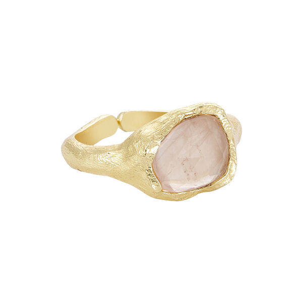 Joanne ring m. ædelstene, guldbelagt/rose quartz, Pure by Nat