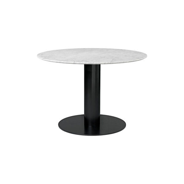 GUBI 2.0 Round Dining Table, white carrara marble/black GUBI 2.0 Round Dining Table, white carrara marble/black, GUBI