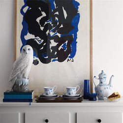 Musselmalet Halvblonde Kaffekande med låg, Royal Copenhagen