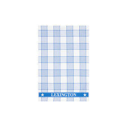 Checked Org Cotton Terry Kitchen Towel, white/blue, Lexington