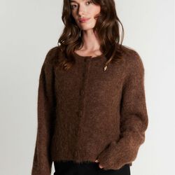 6873RDFPetra knit cardigan, chocolat, RUE de FEMME