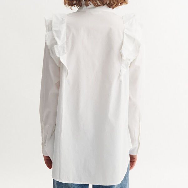 Silje Frill Shirt, bright white, Basic Apparel