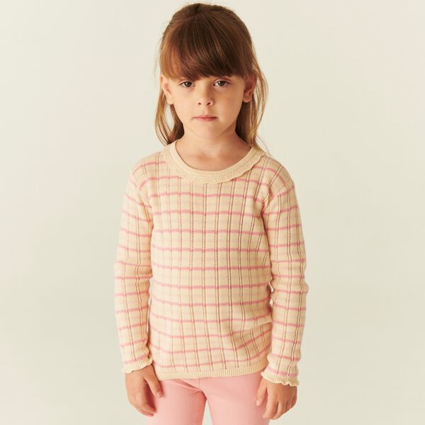 Knitted Stripe Pointelle LS Blouse, Copenhagen Colors Organics