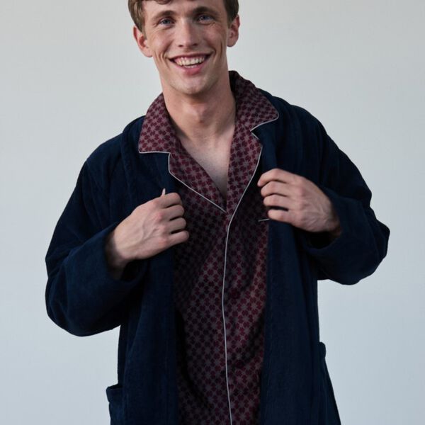 Megeve Pyjamas, bordeaux off white print/grey piping, Ambassador 1867