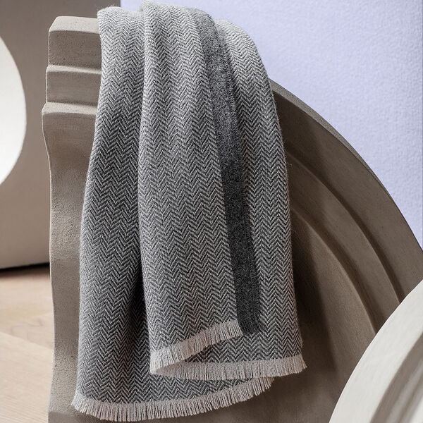 Herringbone plaid, dark blue/grey, ELVANG