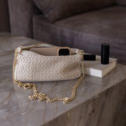 Strikket Clutch Kæde Petra, beige melange, By LOHN