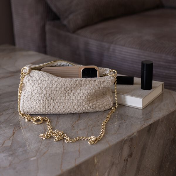 Strikket Clutch Kæde Petra, beige melange, By LOHN