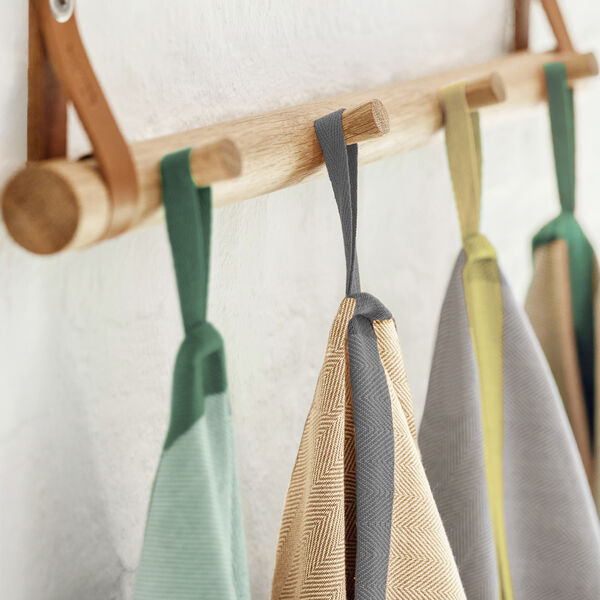Tea towel herringbone twill 2 stk., taupe/green, EKTA Living