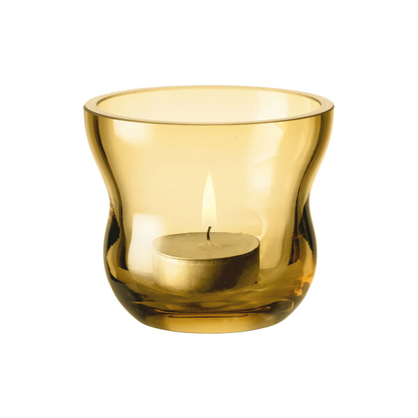 Calabas fyrfadsstage, amber, Holmegaard