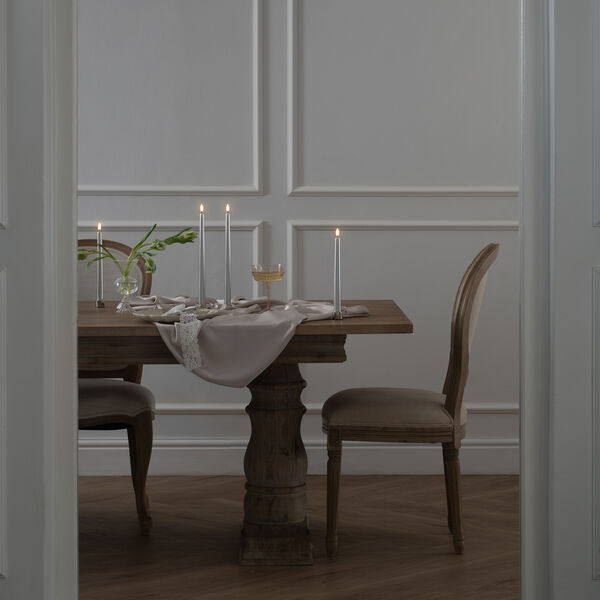 LED Smooth taper candle 2 stk. | H 32 | Silver finish, Uyuni Lighting