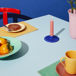 Rhombe Color kronelysestage, m&oslash;rk bl&aring;, Lyngby Porcel&aelig;n