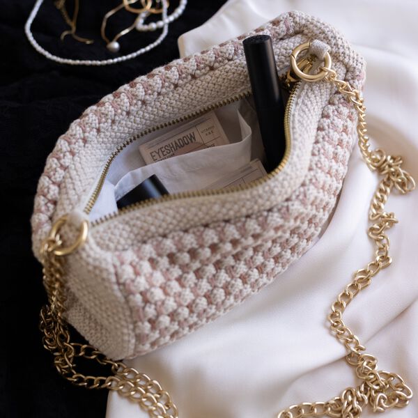 Strikket Clutch Kæde Multi, beige-rose-brown, By LOHN