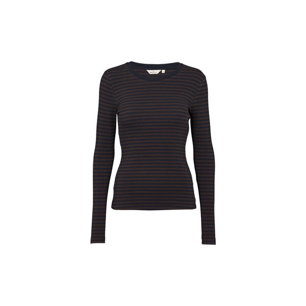 Ludmilla LS Tee, chocolate torte / black, Basic Apparel
