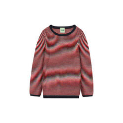 Rib Blouse, ecru/dark navy/signal red, FUB