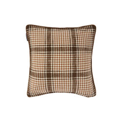 Checked Pillow Cover | Brown/Fudge/Lt Beige | Pudebetr&aelig;k, Lexington