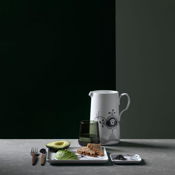 Sort Mega Riflet firkantet tallerken 20 cm, Royal Copenhagen