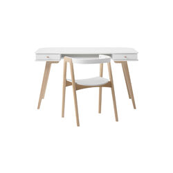 Wood skrivebord 66 cm & armstol sæt, hvid/eg, Oliver Furniture