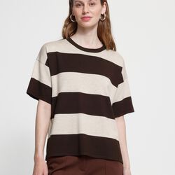 IHLULS Pullover, wide stripe chocolate torte, ICHI
